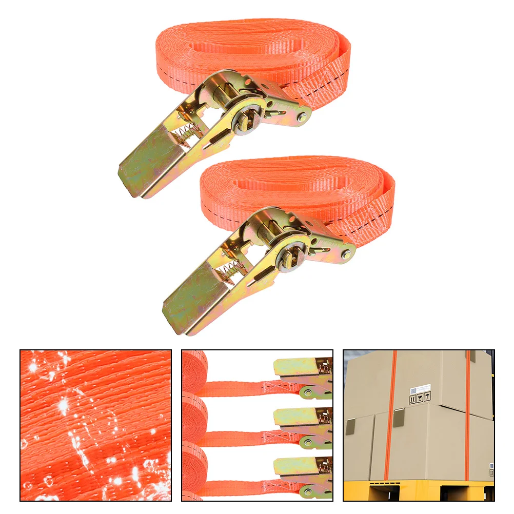 

2 pcs Ratchet Ratchet Tie Down 6m 25mm Orange Steel Tie Down Buckles Cargo Binding Belt Polyester Rope Hardware