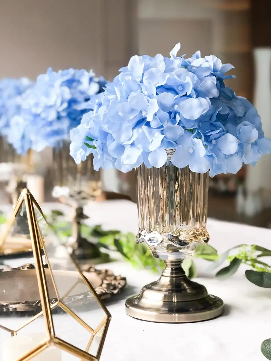 5/10/20pcs Hydrangea Artificial Flower Heads With Stems, Fake Hydrangea Flowers, Table Arrangement Decoration Silk Flower