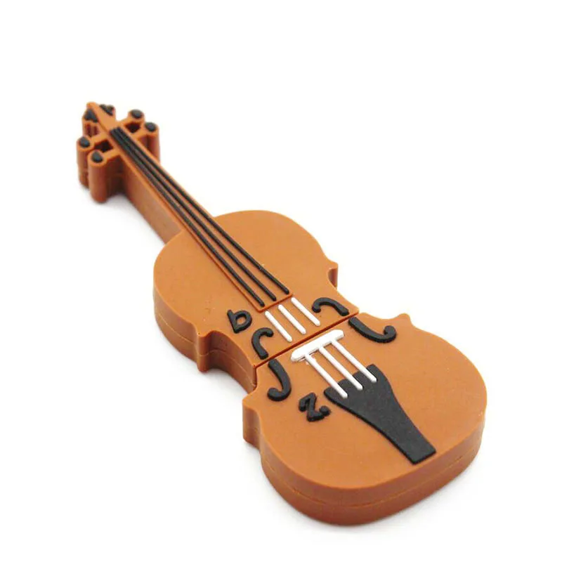 Instrument gitarowy Pamięć flash USB 2.0 128 GB Śliczny instrument muzyczny Kreskówka Skrzypce Uwaga Kolor 64 GB Pamięć flash Prezenty Breloczek do kluczy