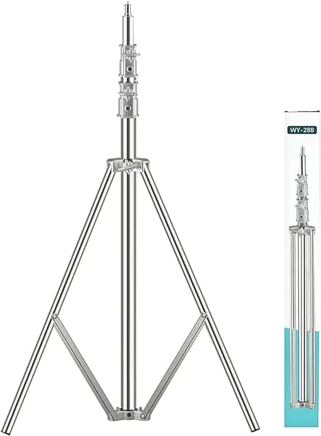 

Stainless Steel Light Stand 110inch/280cm.Built-in Spring Design Foldable Heavy Duty Tripod for Studio Lighting Photography.