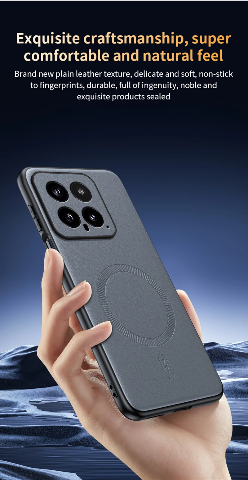 Für Xiaomi 14 Hülle Magnetische Leder-Schutzhülle Für Xiaomi 14 Hochwertige Anti-Fingerabdruck Rutschfeste PC+TPU – Detail 14