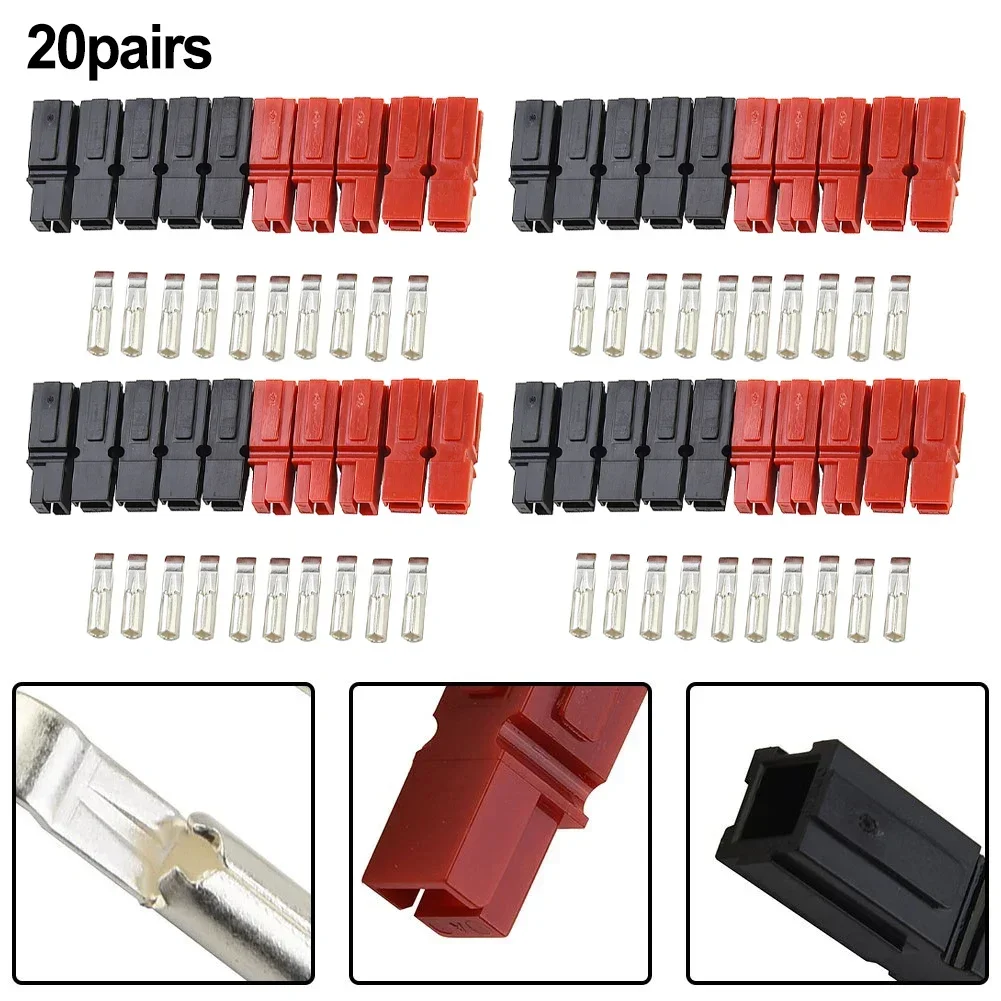 Power Connector Red and Black Marine Power Connector 20 Sets of For Anderson Plug Quick Connect and Disconnect 30A 600V