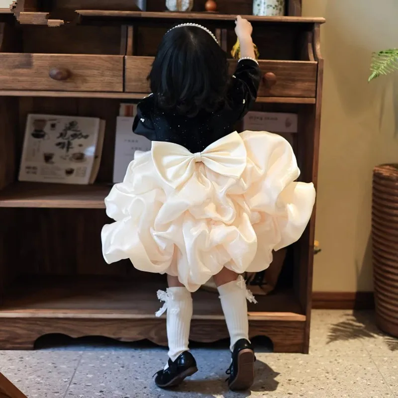 New Children's Princess Ball Gown Wedding Birthday Baptism Party Dresses For Girls A4928 Vestidos Bridesmaid Dresses