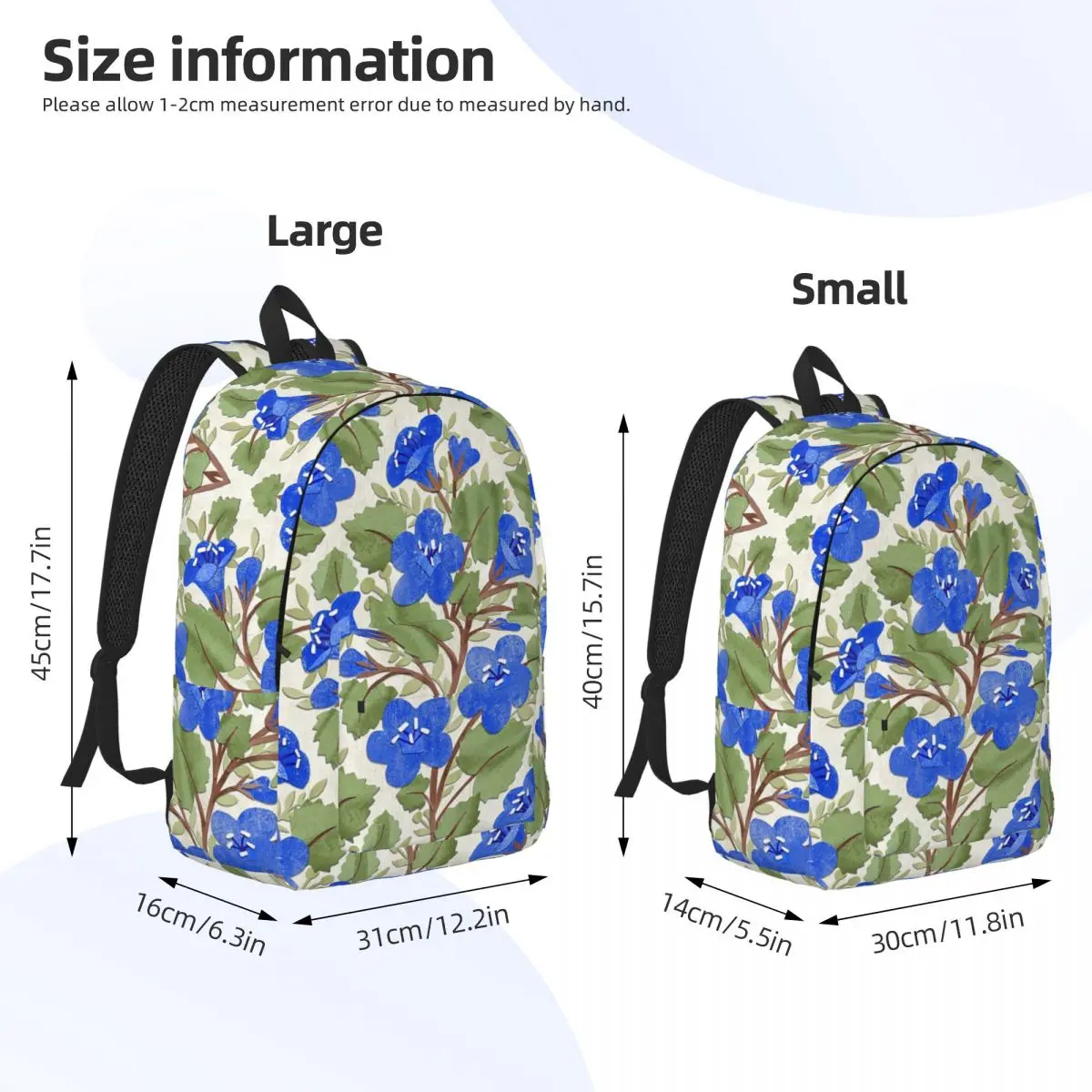 California Bluebells Wildflower Backpack Student BookBag Children School Bag Laptop Shoulder Bags for Boys Girls