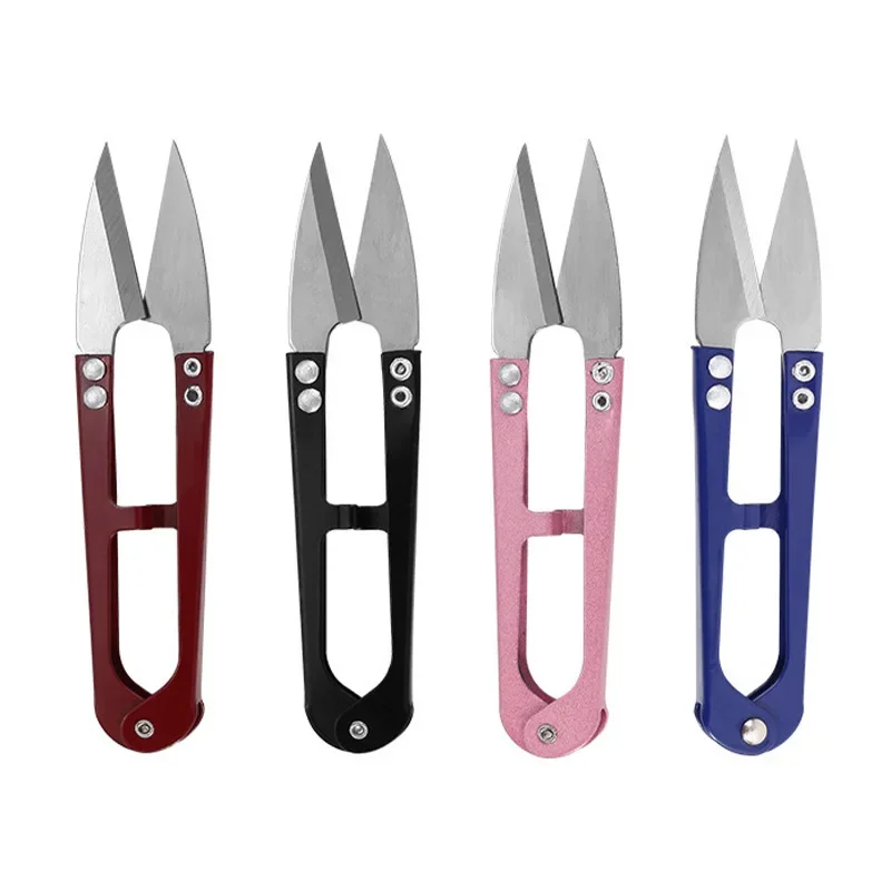 4PCS Thread Snips Sewing Scissors Trimming Clippers U Shape Yarn Cutter for Embroidery Cross Stitch Sewing Craft(COLOR RANDOM)