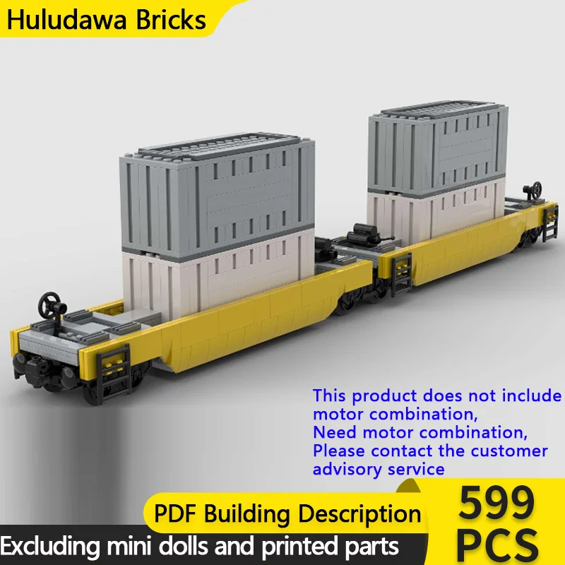 

City Car Model MOC Building Bricks Intermodal Double With Containers Modular Technology Children Holiday Gifts Assemble Toy Suit