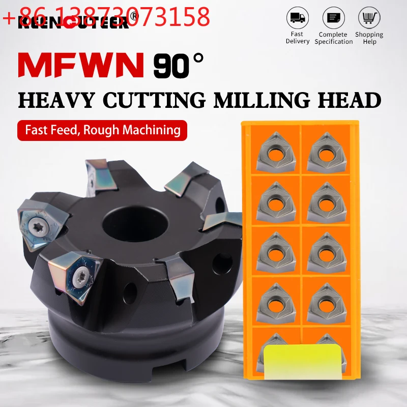 

Фреза торцевая для тяжелого резания MFWN90, сменная фреза MFWN90063R для быстрой подачи, фреза для обработки торцов WNMU0806, фрезерная пластина для токарных станков с ЧПУ