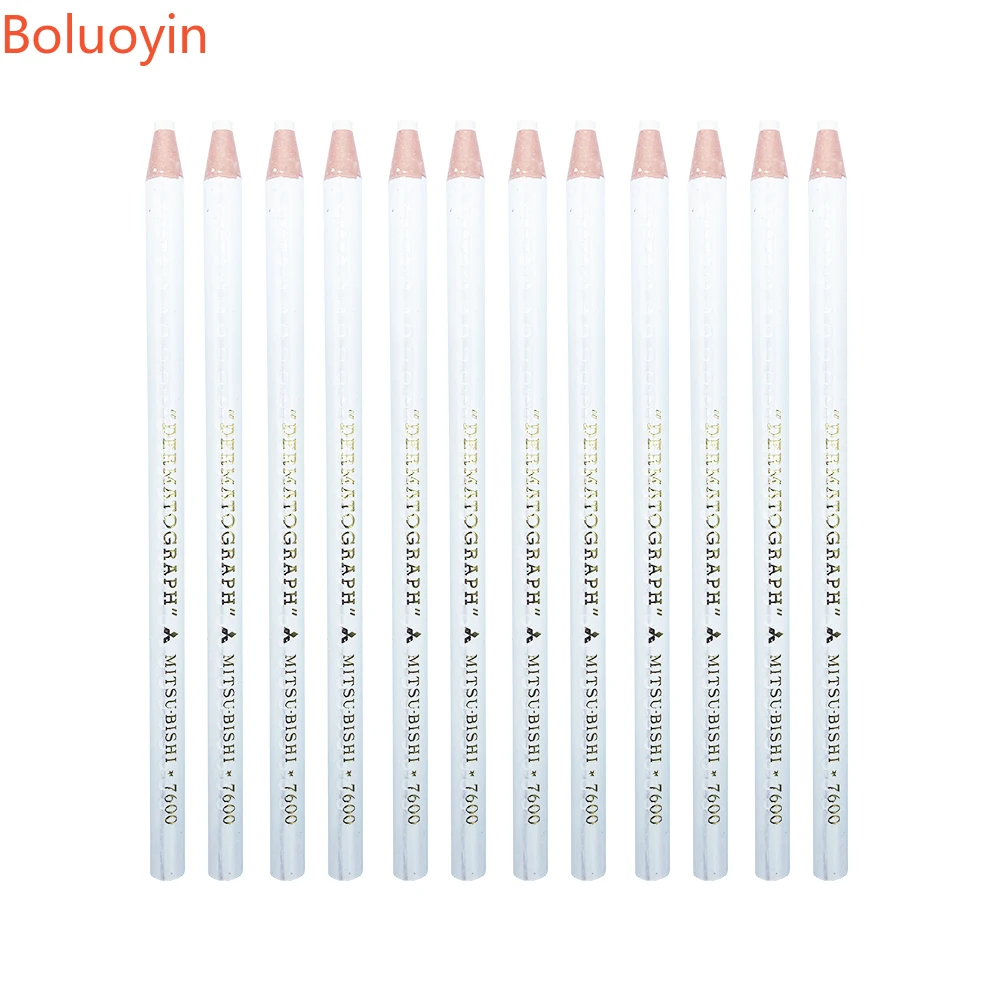 2 Cái/12 Nhật Bản Lông Mày Trang Điểm Bút Dermograph 7600 Bút Chì Trắng Đen Cho Hình Xăm Lông Mày UNI Bút Sơn bút Chì Bán Buôn