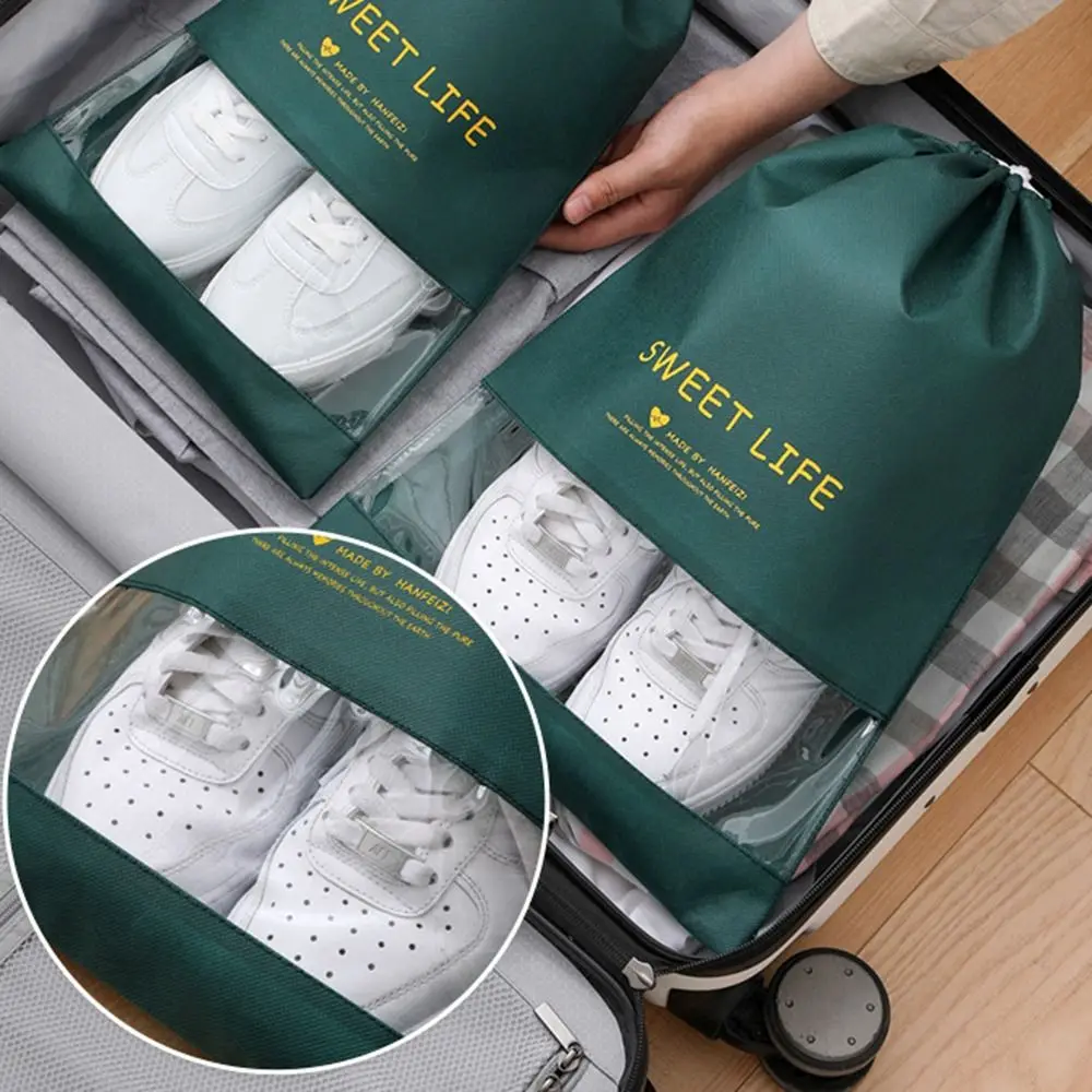 Dust-Proof Shoes Storage Bags Home Organizer Transparent Waterproof Pocket Moisture-proof Non-Woven Travel Shoe Bag for Travel