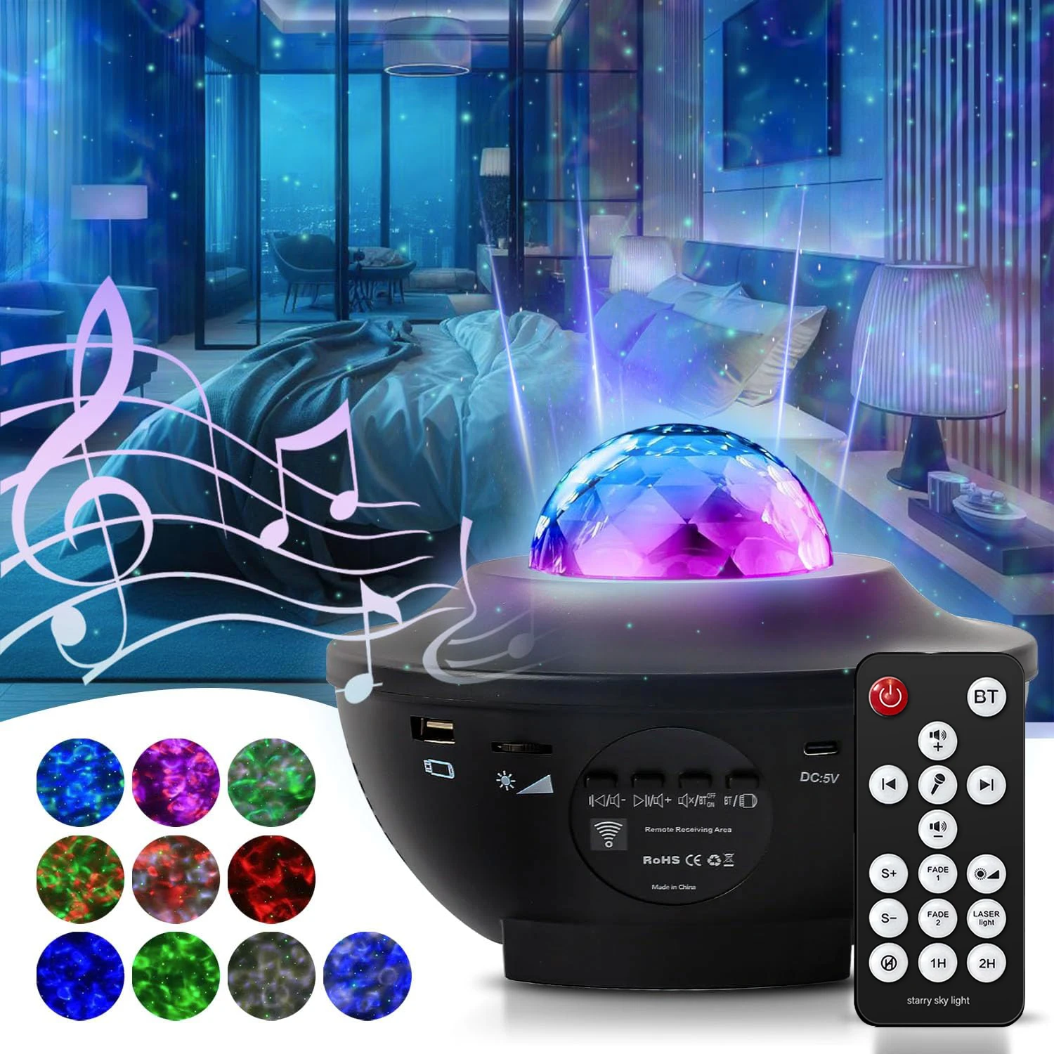 Star Projector Galaxy Light Projector Multiple Colors Dynamic Projections Star Night Light Projector for Kids Adults Bedroom