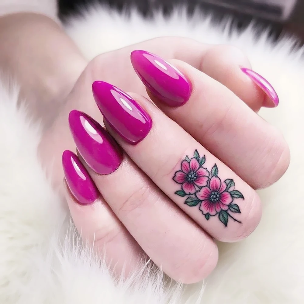 

48Pcs Shiny Rose Fake Nails Press Ons Acrylic False Nails Short Stiletto Shaped DIY Women Fingernails Tip Wholesale Bulk Items