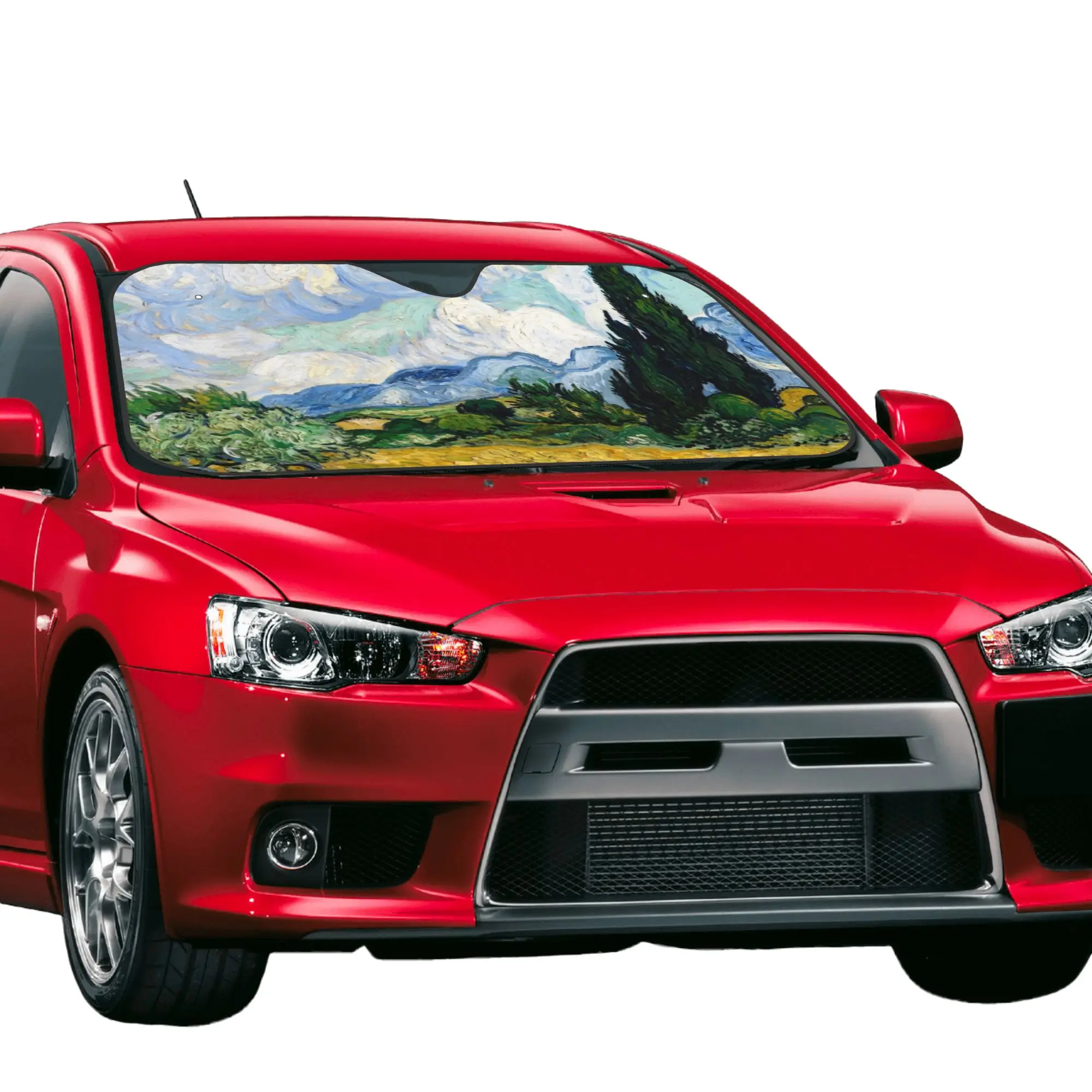 Windshield Sun Shade Car Wheat Field Cypresses Solar Reflector Protector Vincent Van Gogh Visor Screen Heat Insulation Cover