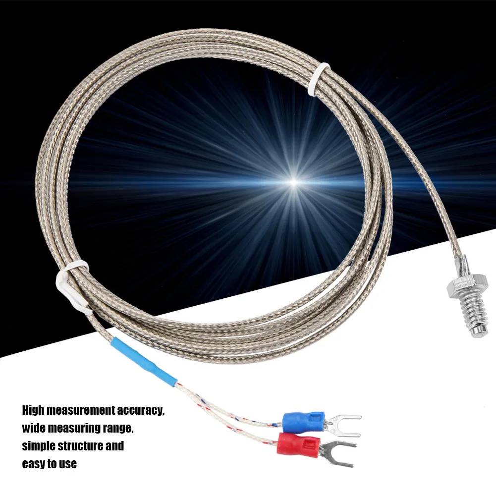 K Type Temperature Sensor 1-5M Length M6 BSW Screw Thread Temperature Measuring Probe K Type Thermocouple Cable 1-5M