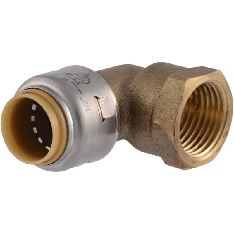 

Max 1/2 Inch x 1/2 Inch 90 Degree Female Adapter Elbow, of 6, Push to Connect Brass Plumbing Fitting, PEX Pipe, Copper, CPV