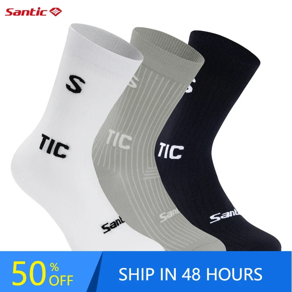 

Santic Cycling Socks Mid Tube Sports Cycling Socks All Season Cycling Running Breathable Sports Socks WZ24P191