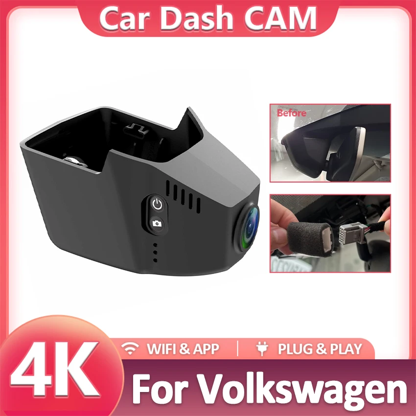 

Dashcam Plug and Play 4K 2160P 77 мм для Volkswagen VW Passat B8 CC Allspace Atlas Golf Arteon Sharan Magotan Dash Cam Автомобильный видеорегистратор