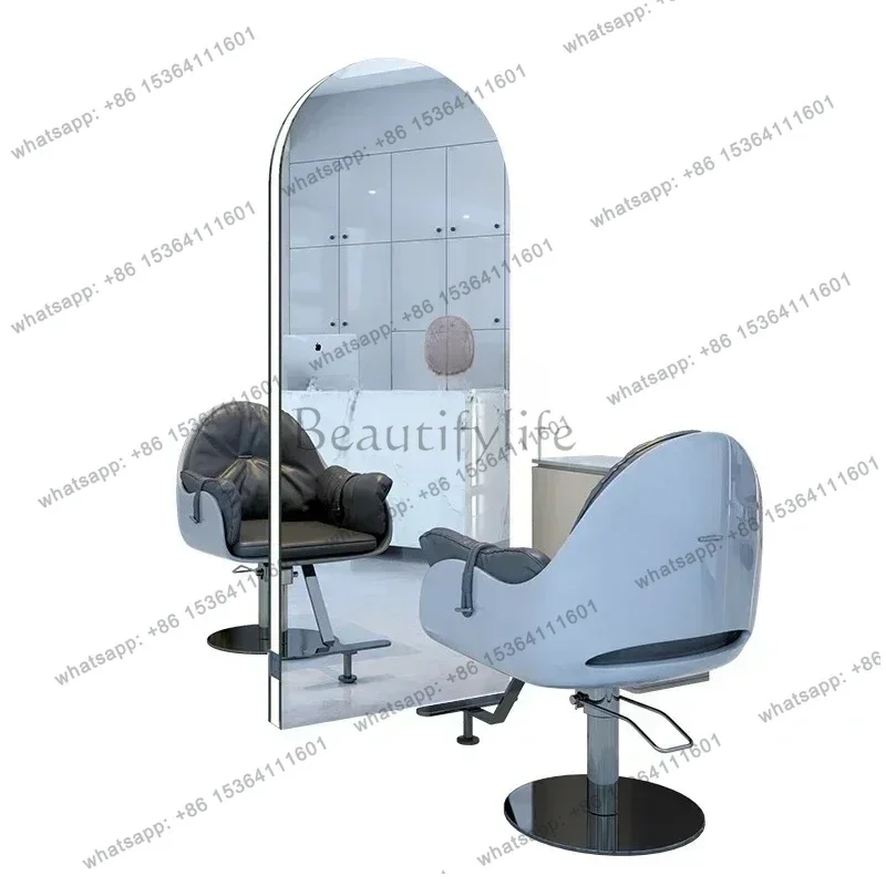 03.Hair salon mirror table with light haircut hair single and double-sided floor perm and dye mirror tide