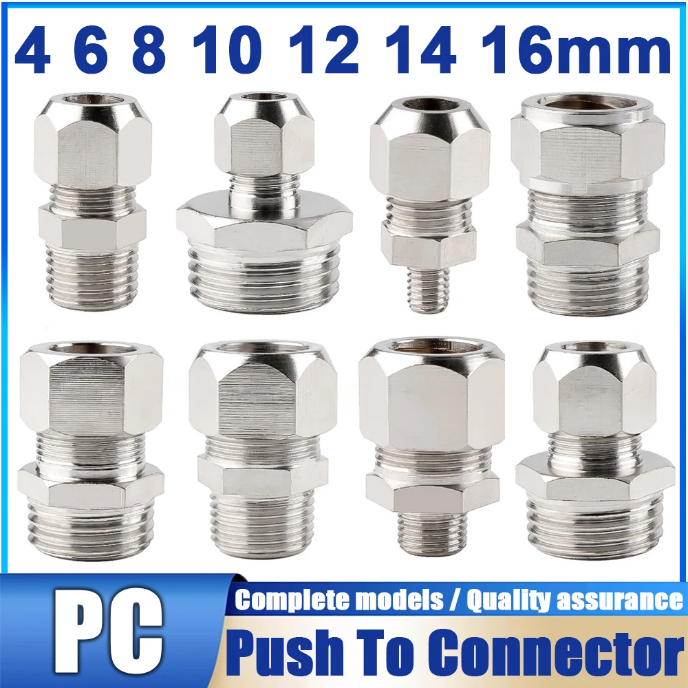 

Brass Ferrule Terminal Straight Connector PC8-02/6-01/10-03 Quick Fitting for PC Tube Copper Pipe Hose Pneumatic Air Compressor