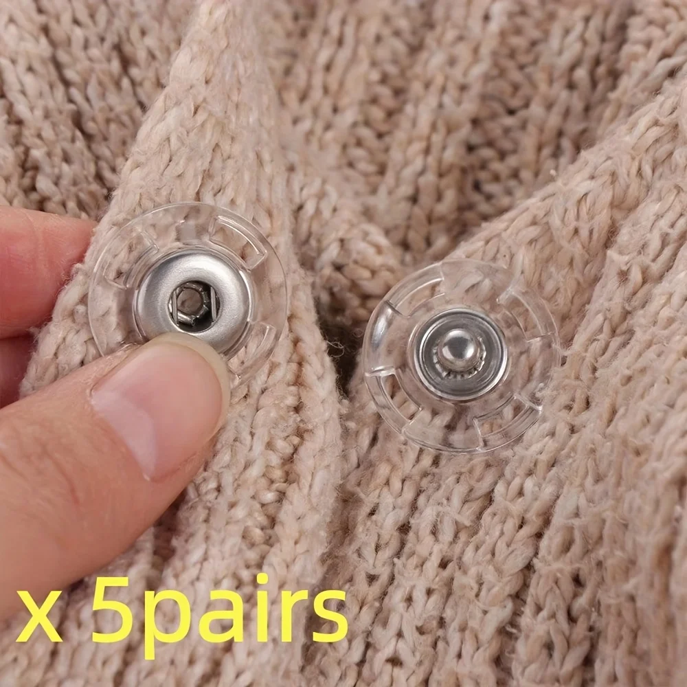 5pairs Transparent invisible button, mother button, coat coat coat, woolen button, clothing accessory, anti glare button, snap b