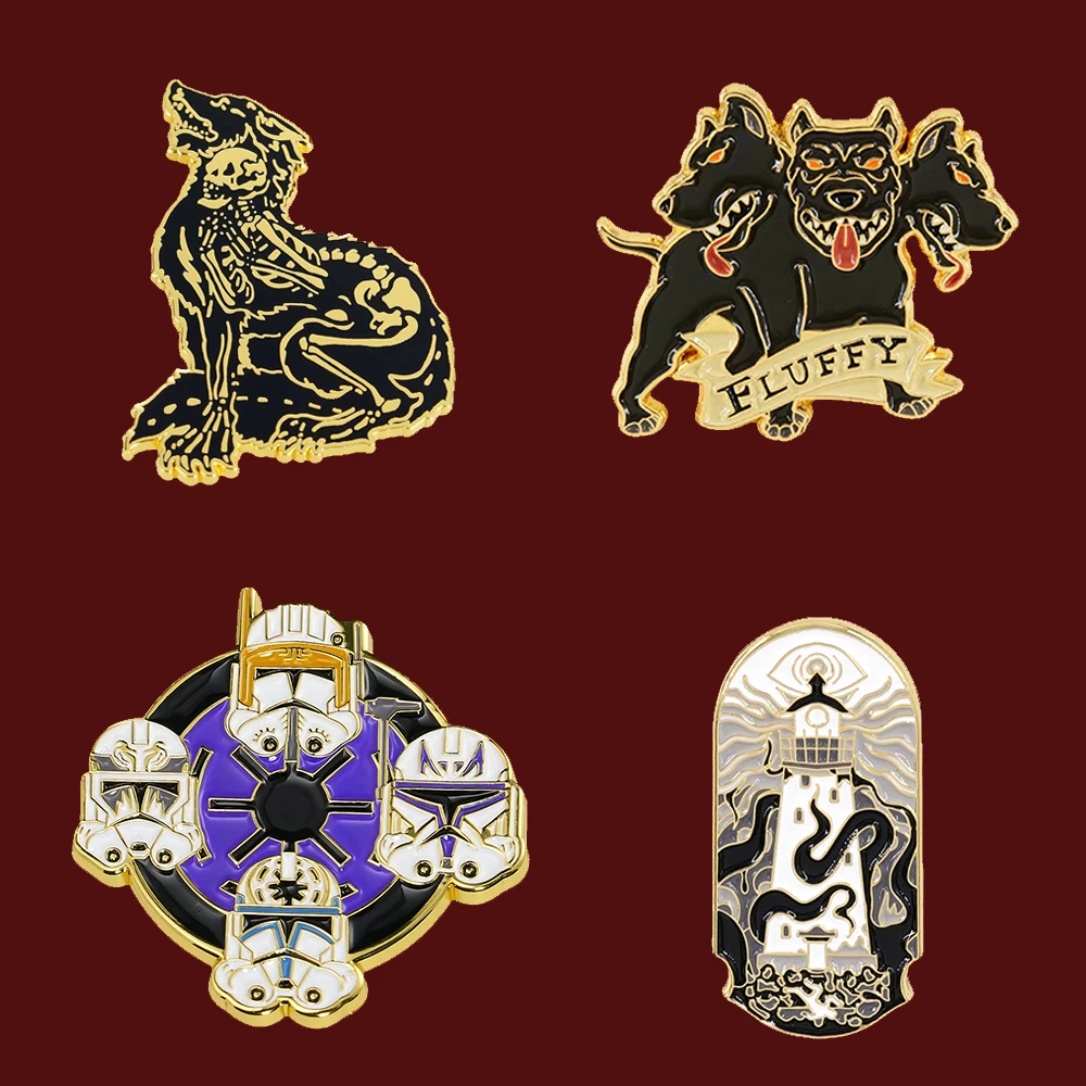 Cthulhu Leuchtturm Oktopus Cosplay Abzeichen Anime Cerberus Pin Gotischer Wolf Schädel Eulen Halloween Pin Jirai Kei Kostüm-Requisiten