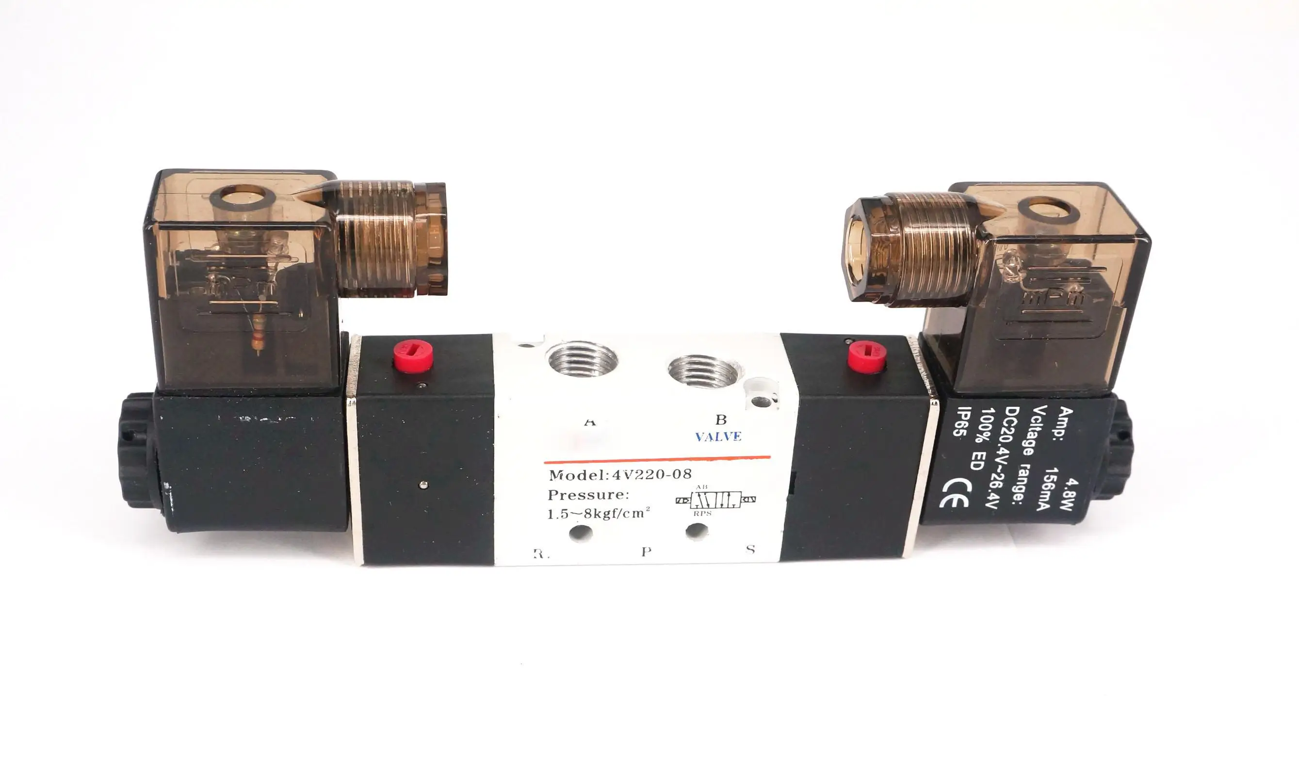 

1/4"BSPT 4V220-08 12V/24V/110V/220V 5 Port 2 Position Pneumatic Solenoid Valve