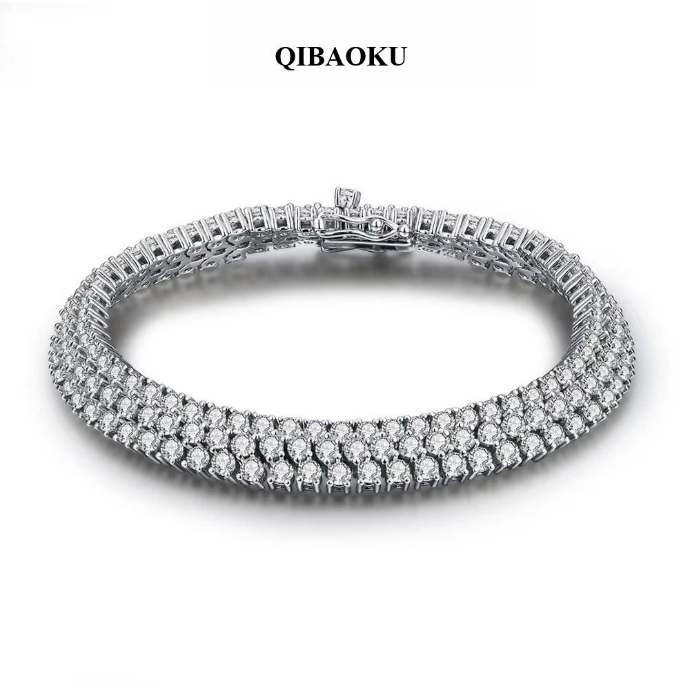 QIBAOKU D Color Round 2.5mm Moissanite Bracelet for Women Man White Gold Plated S925 Silver Pass Diamond Tester Bracelets 2026