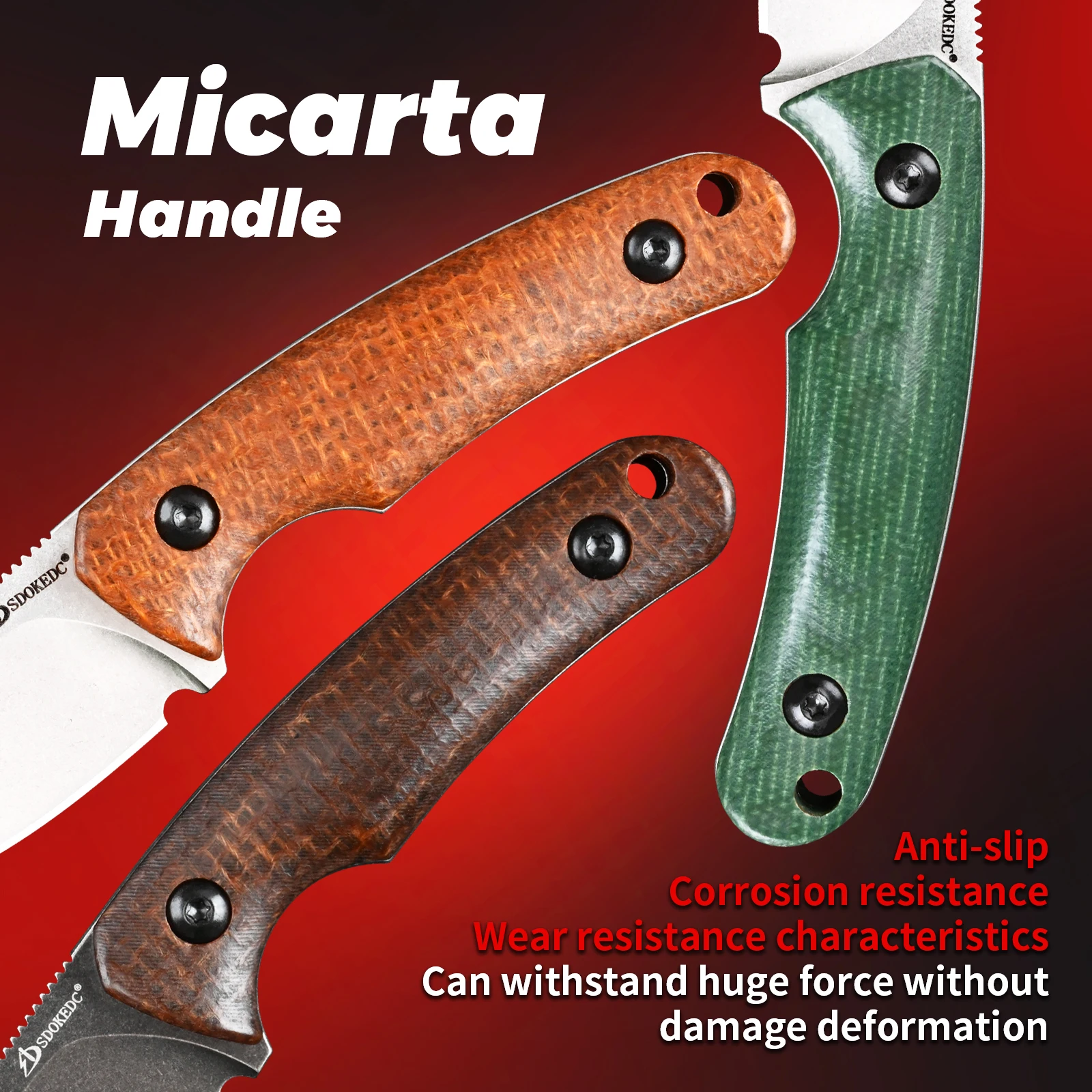 มีดใบตาย SDOKEDC รุ่น EDC มีดพิเศษเหล็ก DC53 ด้ามไมคาร์ต้า อุปกรณ์อเนกประสงค์สำหรับตั้งแคมป์ มีดตัดกล่อง ของขวัญสำหรับผู้ชายสำหรับกิจกรรมกลางแจ้ง