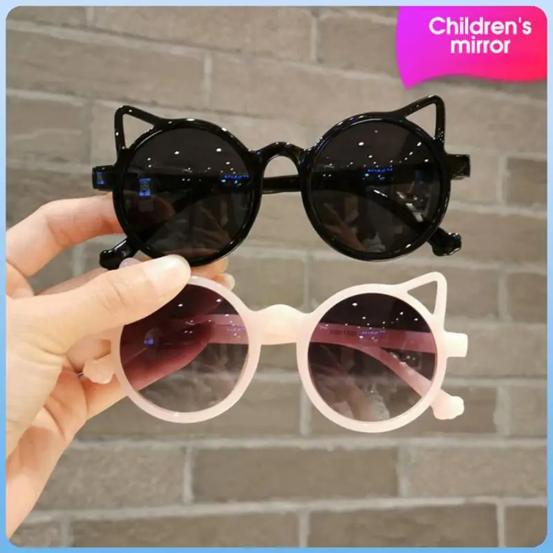 Cartoon Sunglasses Colorful Summer Outdoor Glasses Cat Eye Eyewear Children Girls Round Frame Beach Plastic Очки Солнечные