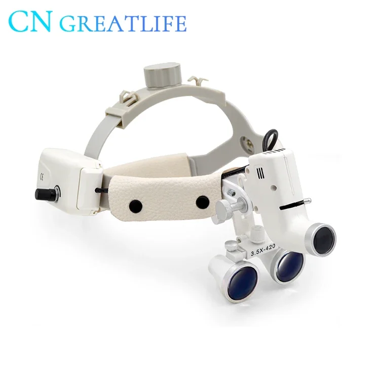 GreatLife Dent Surgical LED Headlight Headband Binocular Loupes Medical Loupe Optical Magnifier Dental Lab Instruments