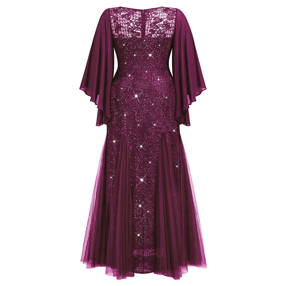 فستان أم العروس مخصص دانتيل ترتر رقبة على شكل V أنيق رسمي للحفلات المسائية فستان الأم لحفلات الزفاف وحفلات الكوكتيل #3