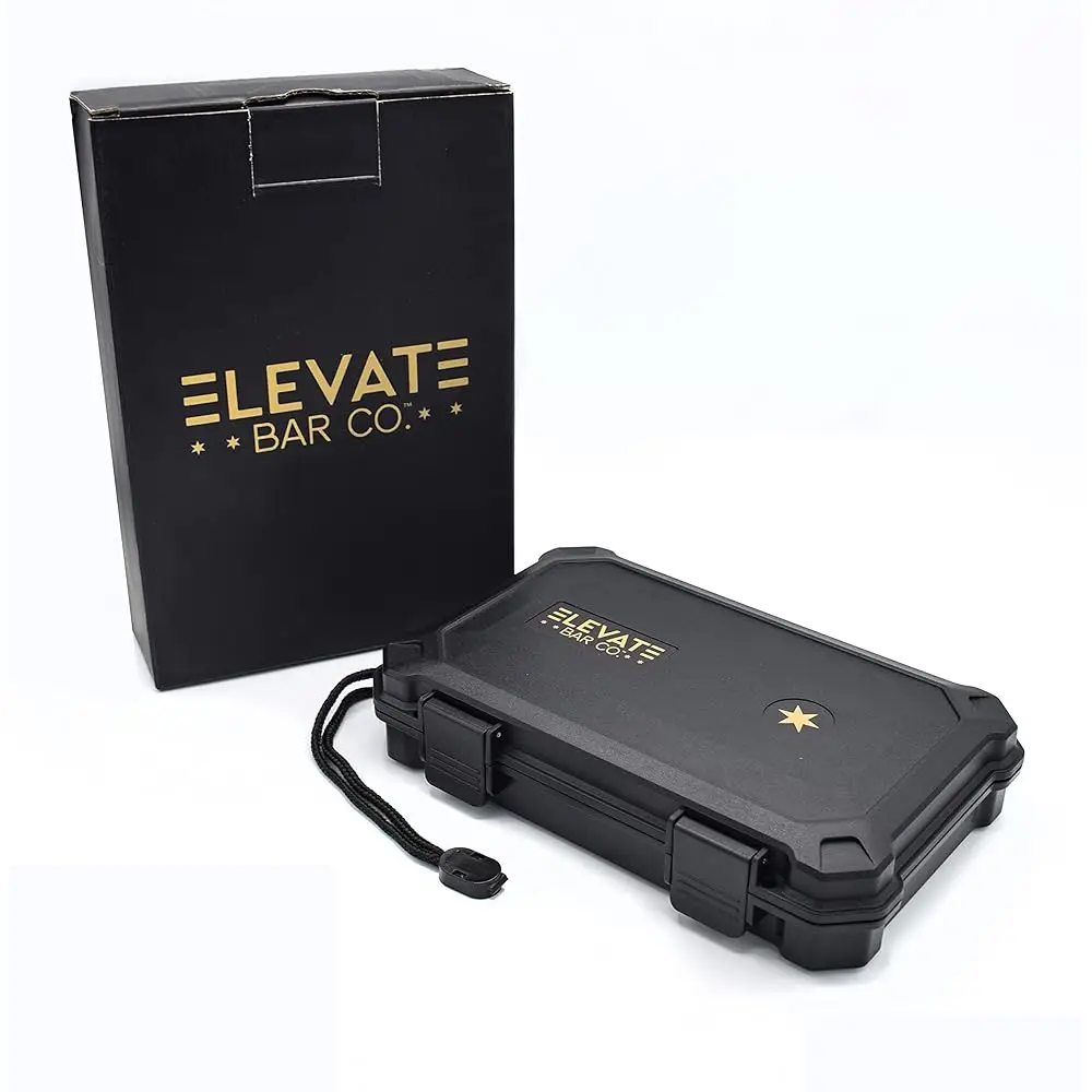 

Travel Humidor Cigar Carrying Case - 5- Count- Waterproof, Crushproof, Airtight Seal, Durable Black Portable Case