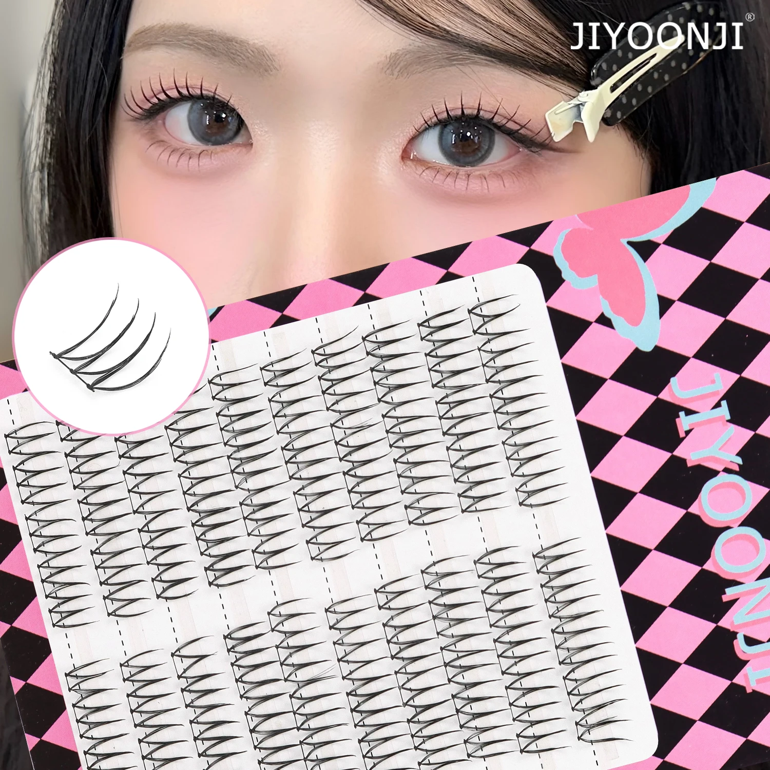 100 clusters, natural eyelash clusters, V-shaped, U-shaped, female eyelashes, DIY self-grafting eyelashes, natural thin stems, distinct and clear definition, soft and comfortable, suitable for daily m
