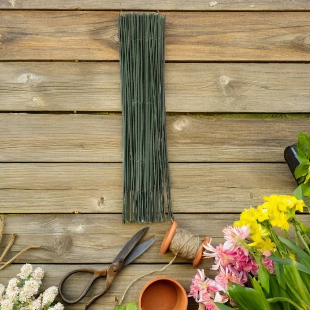 

100 Pcs Green Flower Pole Floral Stem Wire Flowers Bouquets Arrangement Supplies Iron Artificial Rod
