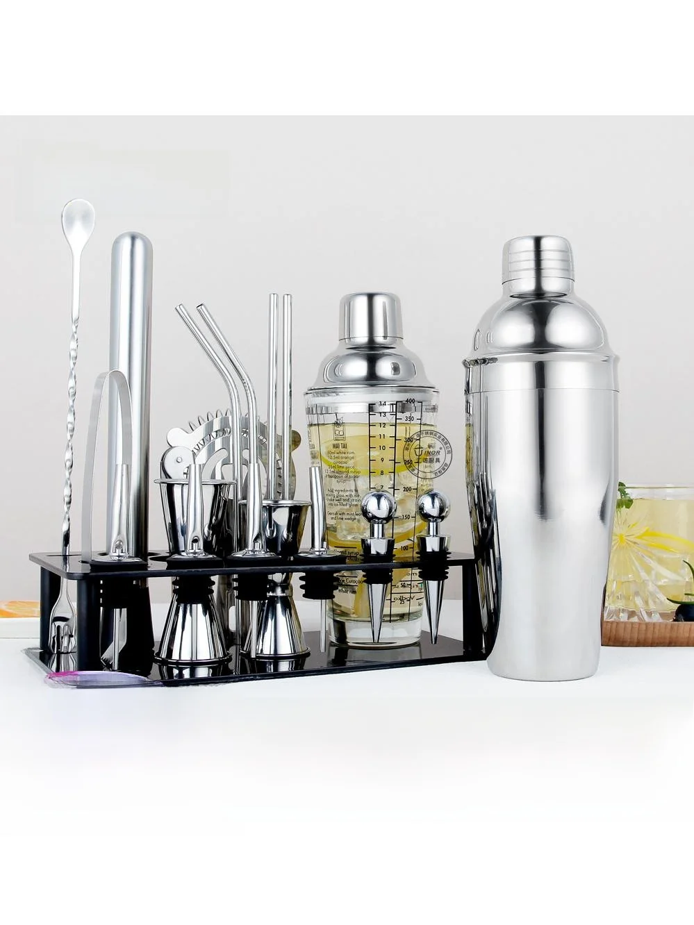 

British 304 Stainless Steel Glass Hand-Shaken Shaker Set Bar Cocktail Tools Kit Lemon Cup Dining Utensils Japanese Style