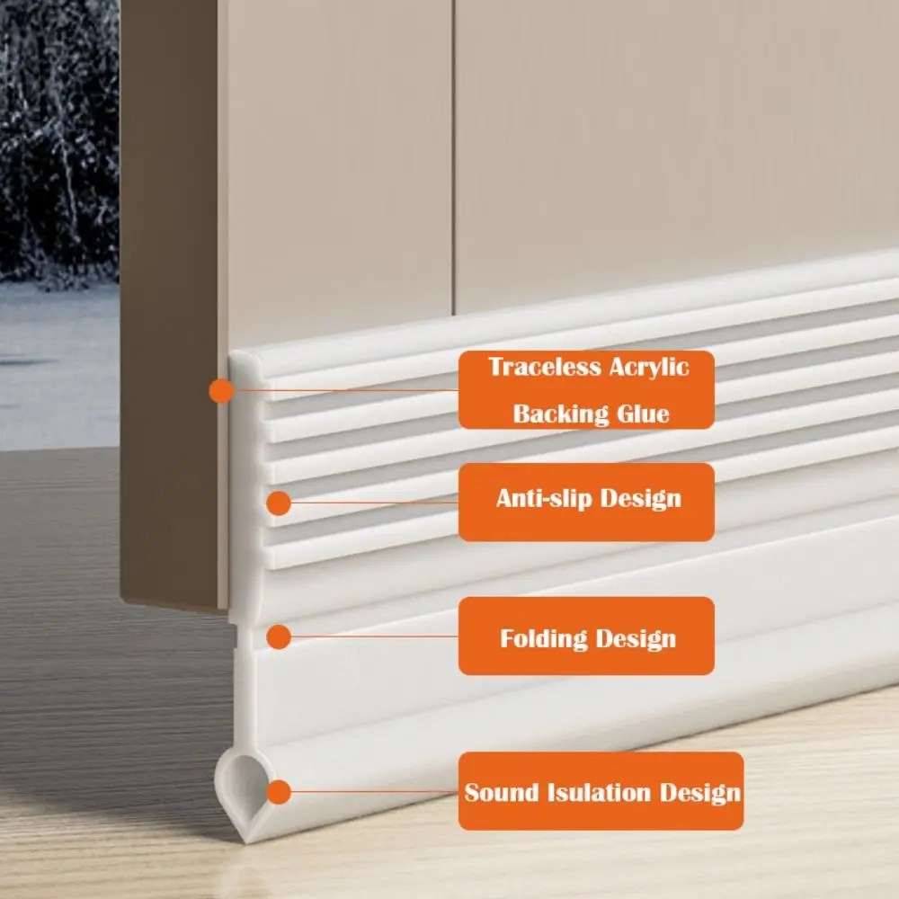 100cm Door Bottom Sealing Strip Self-adhesive Living Room Soundproof Strip Door Draft Stopper Draught Excluder Insect Prevention
