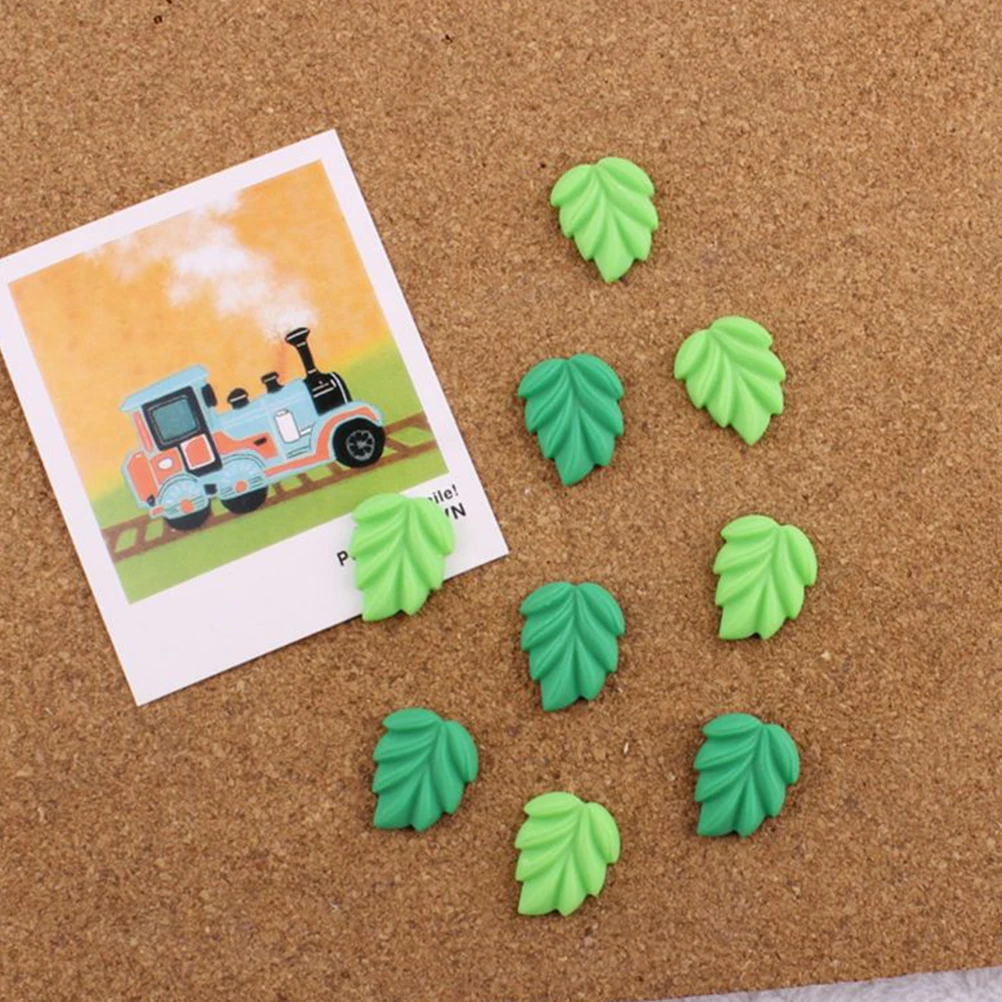 

30pcs Green Leaf Pushpins Decorative Thumb Tacks Aesthetic Home Accessories Bright Color Cute Plant Pins Map Markers