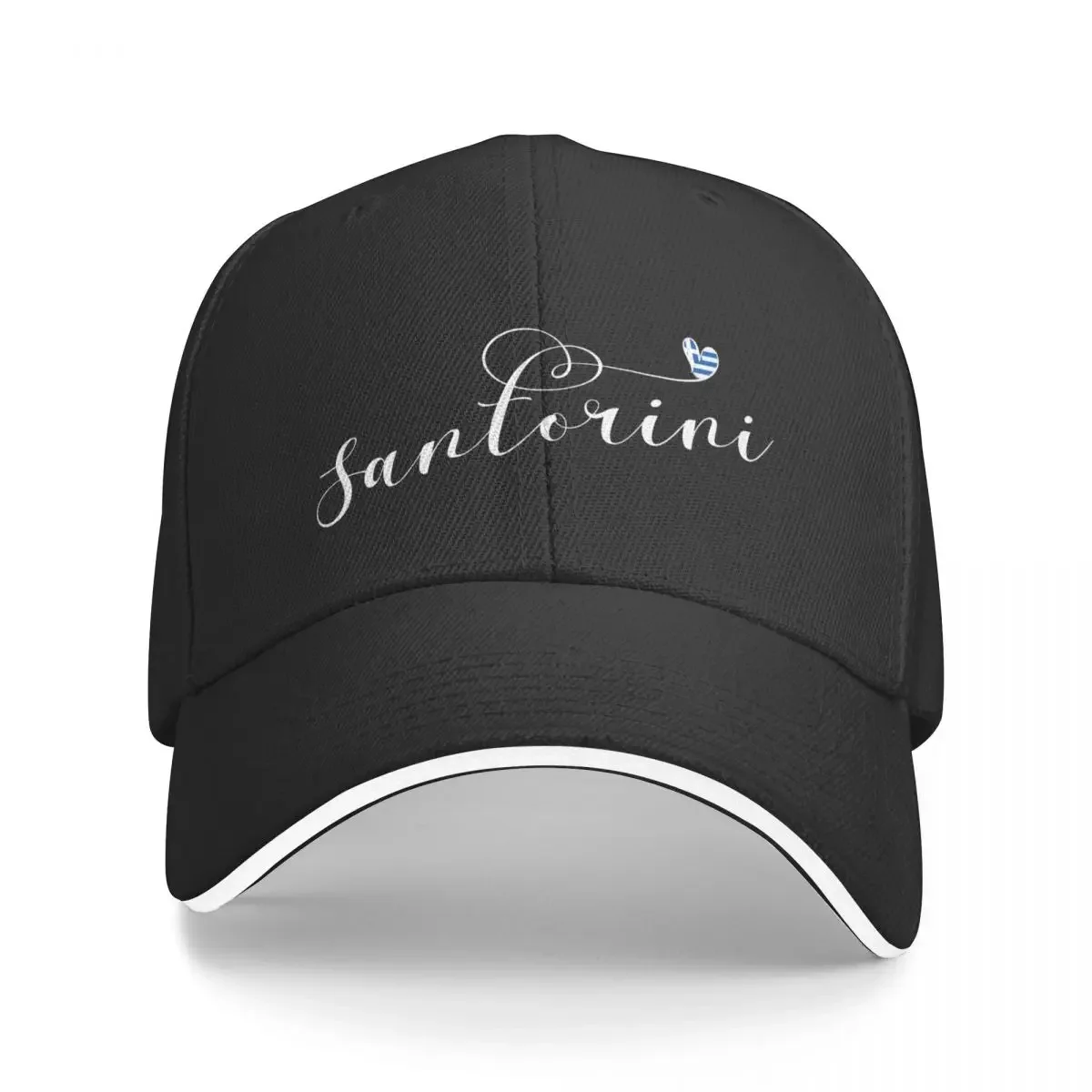 

Santorini Heart In Flag, Greece, Thira Baseball Cap Dropshipping Hat Man For The Sun Bobble Hat Men's Luxury Women's