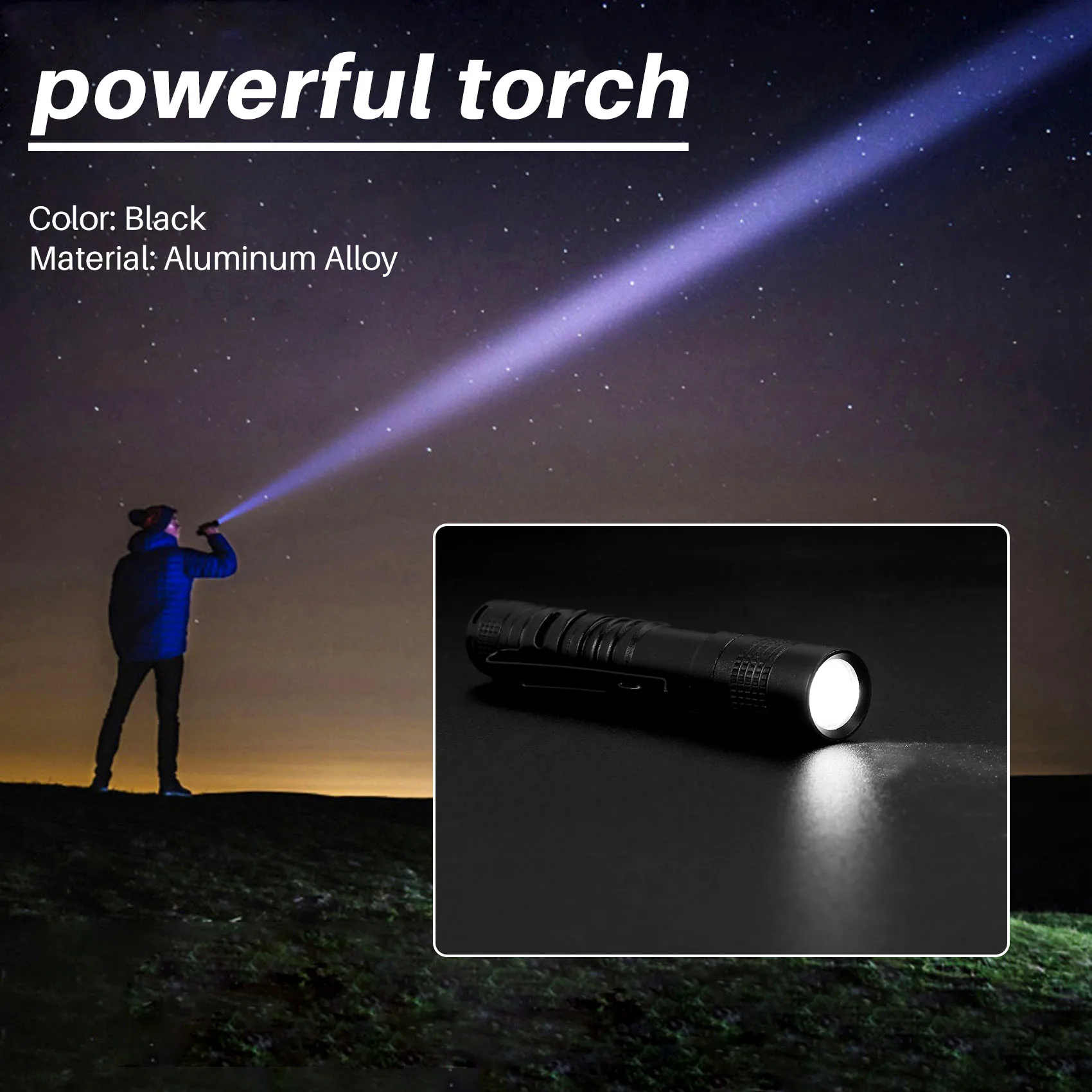 ABZV-Flashlight pen torch Super Small Mini AAA XPE-R3 LED Lamp Belt Clip Light Pocket torch with holster