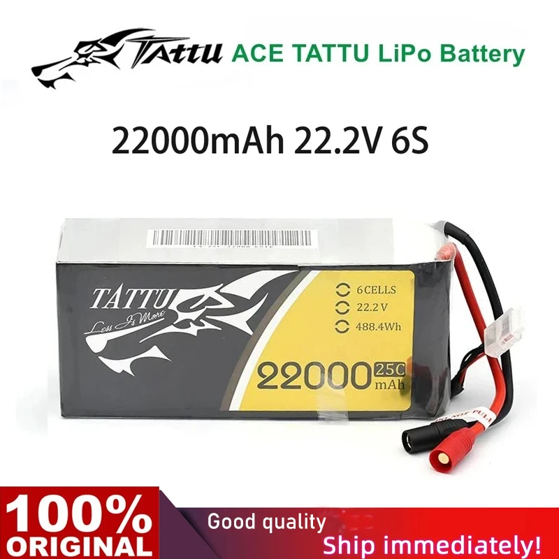 TATTU 22000mAh 22.2V 6S 488wh LiPO Battery Burst 25C for Big Load Multirotor FPV Drone Protection for Large Agricultural UAVs