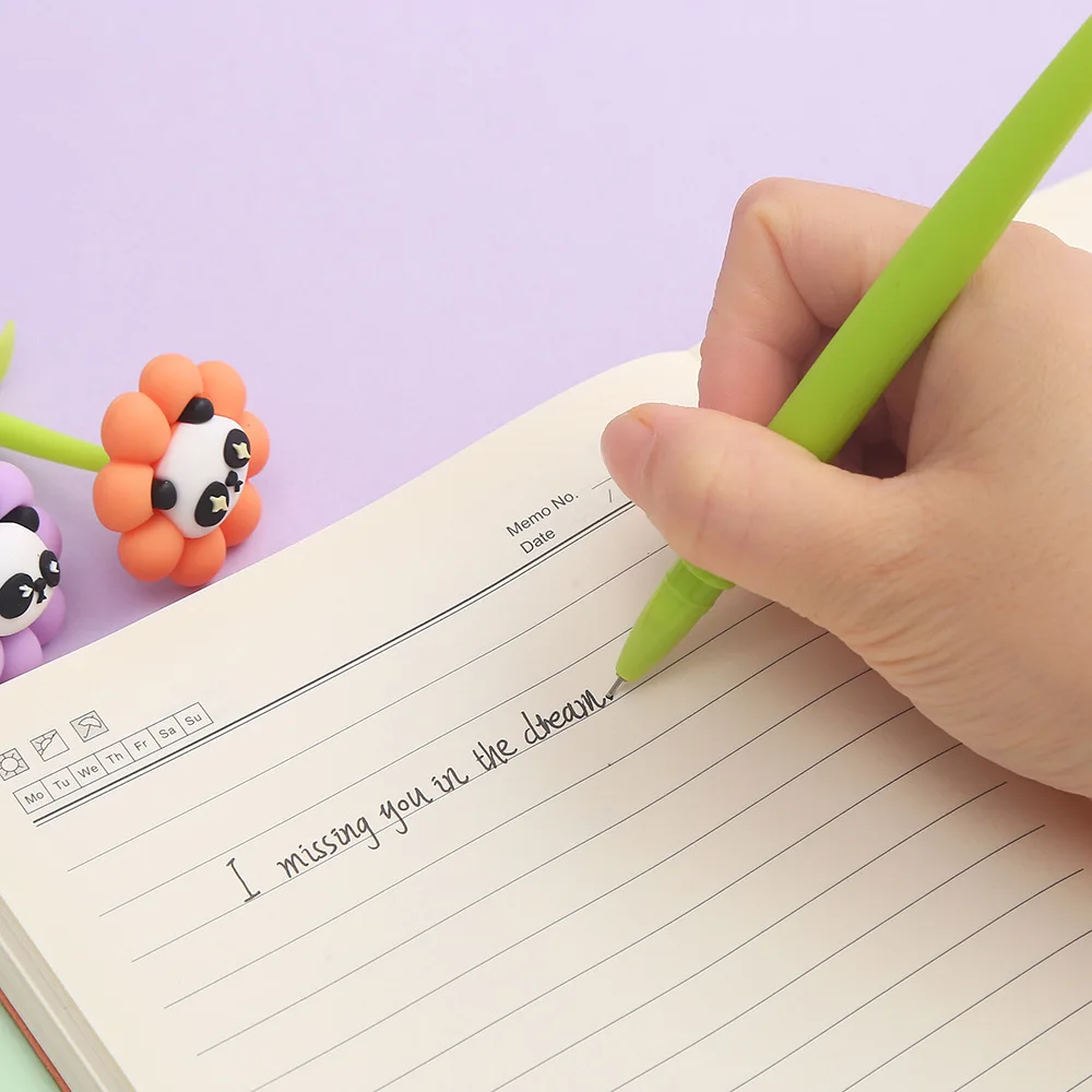 48PCS Zhongfan's New Red Panda Neutral Pen Cute Cartoon Panda Rocker Silicone Material Limited Signature Pen