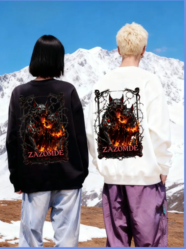 

ZAZOMDE Autumn And Winter Japanese Anime Style Men Round Neck Long Sleeve Sweatshirt Oversized Fit Hellhound Graphic Casual Top