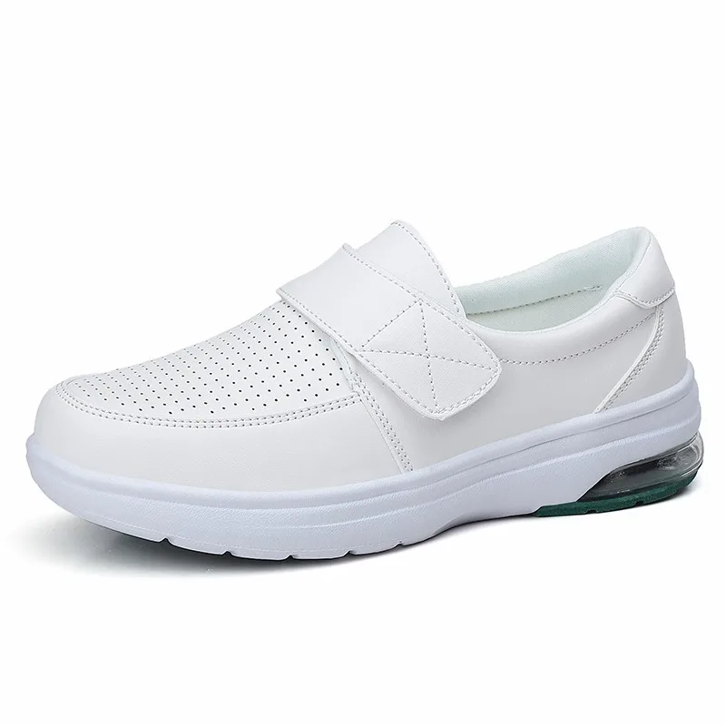 Women\'s Soft Sole Air Cushion White Shoes Fashion Nurse Hospital Work Shoes 2024 Spring and Autumn Leather Shoes for Women