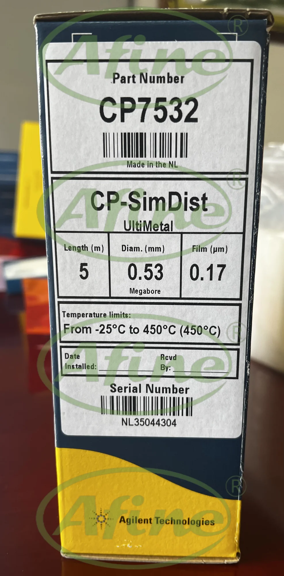 

AFINE GC Agilent JW CP-SimDist Column CP7532 Gas Chromatography Columns 5m 0.53mm 0.17µm UltiMetal 7inch Rack