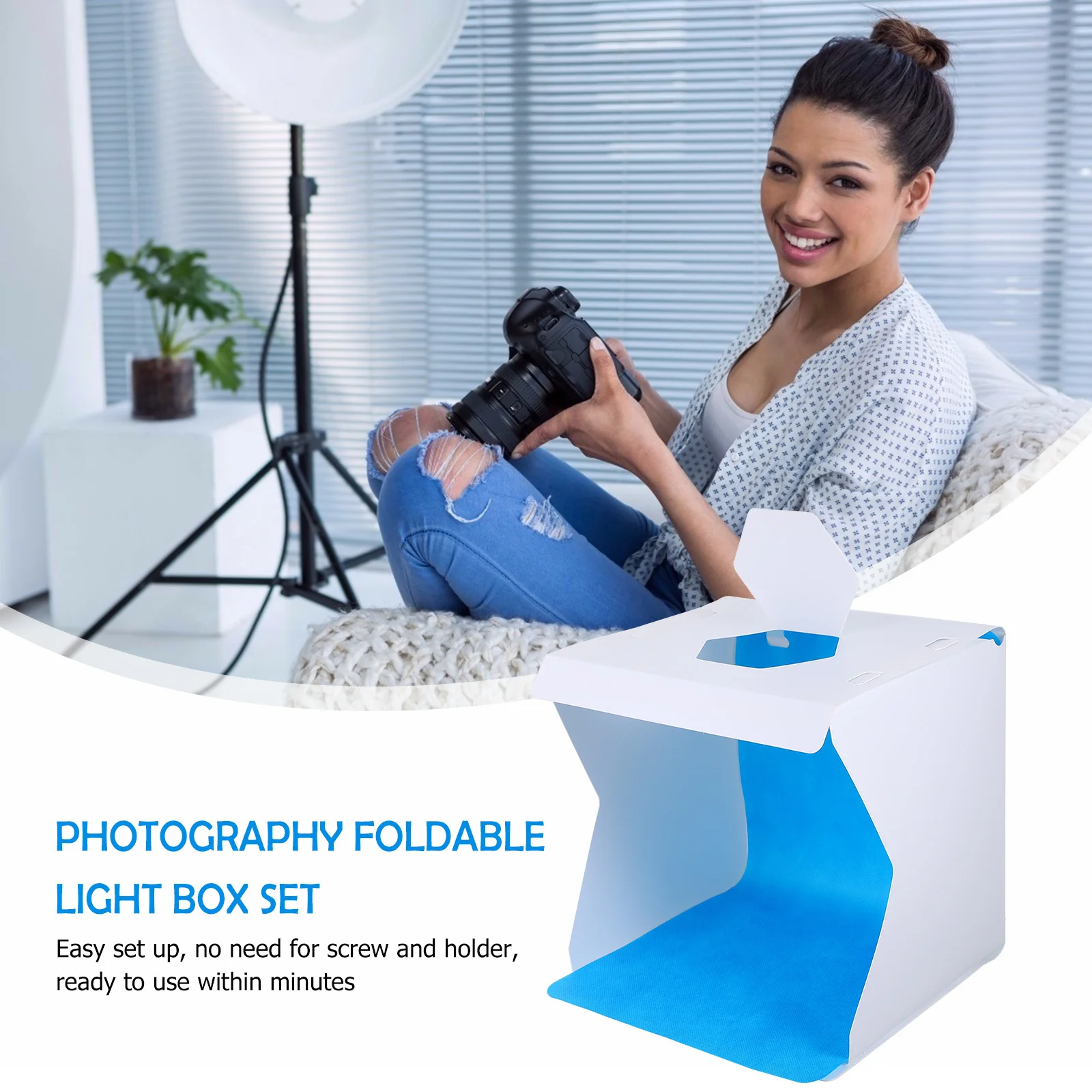 

6pcs Led Photography Light Box Folding Mini Studio Usb Powered 6 Backdrops Waterproof Anti-Wrinkle Frosted Pp Easy Setup Photo
