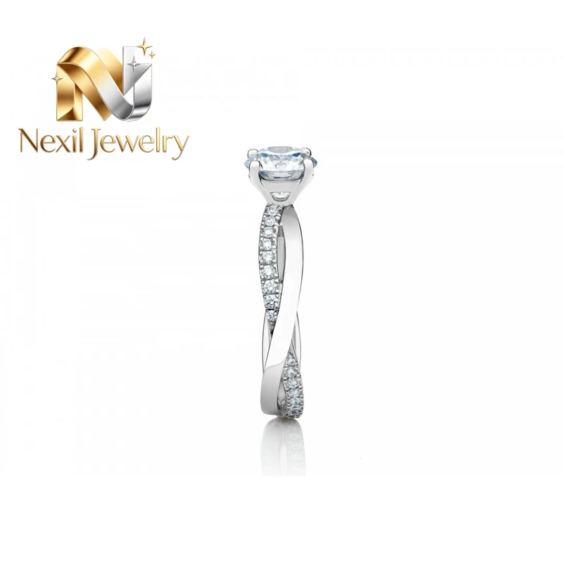 Nexil Jewelry  Unique PT950 Engagement Ring Test Positive 1Ctw 6.5mm Round Cut Luxury Moisssanite Ring Prongs Setting Platinum