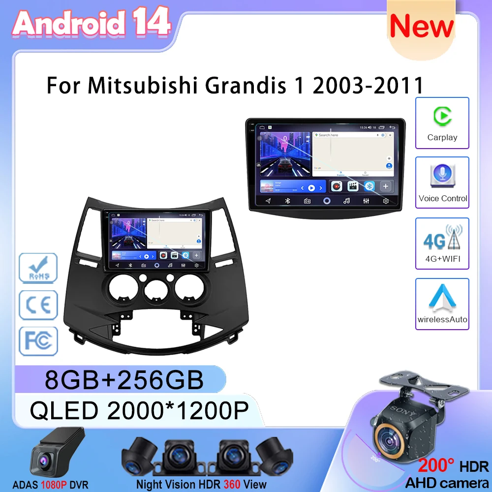 Auto No 2DIN DVD Android For Mitsubishi Grandis 1 2003-2011 Car Stereo Unit Multimedia Radio Player GPS BT Carplay 4G Screen 2K