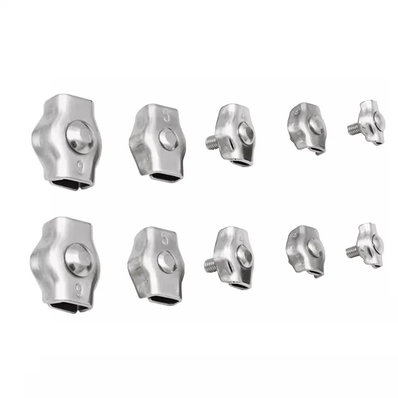 100pcs M2 M3 M4 M5 304 Stainless Steel Simplex Wire Rope Clip Cable Clamps Simplex Wirerope Rigging Clamps Fastener