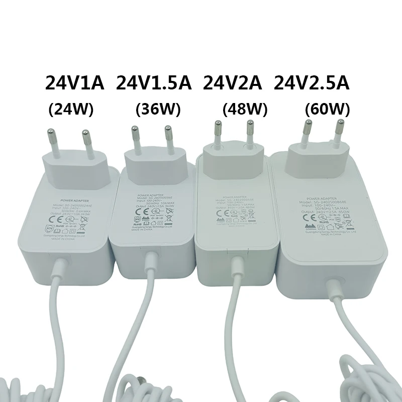 24V DC Power Supply White 1A 24V 1.5A Power Supply 24V 24 Volt Power Supply 2 Amp 24 Volts 2.5 Amp 24V 2A Power Supply 24V 1A
