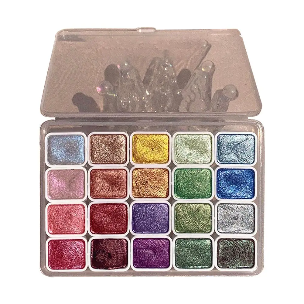 20 Color Pearlescent Solid Watercolor Paint Nail Hand-painted Metal Candy Design Flash Pearlescent Series Colors Macaron B6r2