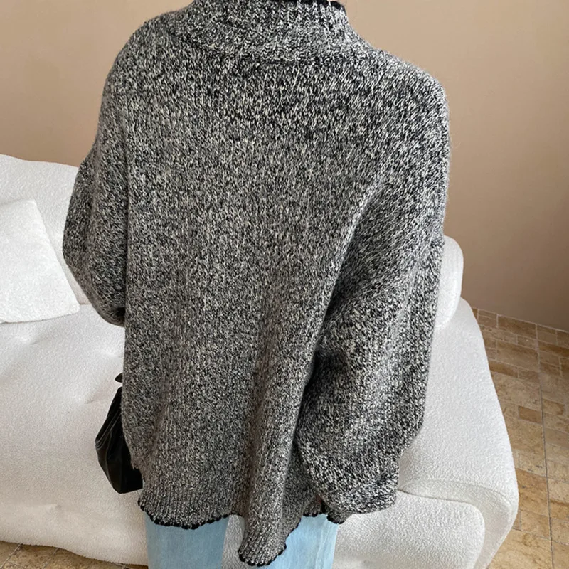 HKSH Spring Autumn New Women Sweater Single Breasted Pockets Color Block Casual Knitted Cardigan Elegant Trendy Ins Coat HK13604